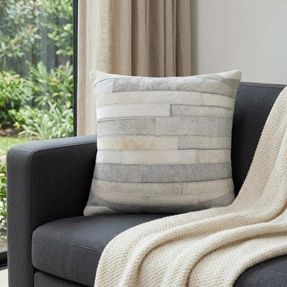 18" Gray Cowhide Throw Pillow HomeRoots