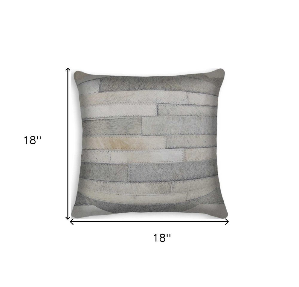 18" Gray Cowhide Throw Pillow — view 3
