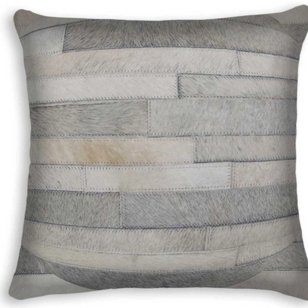 18" Gray Cowhide Throw Pillow HomeRoots