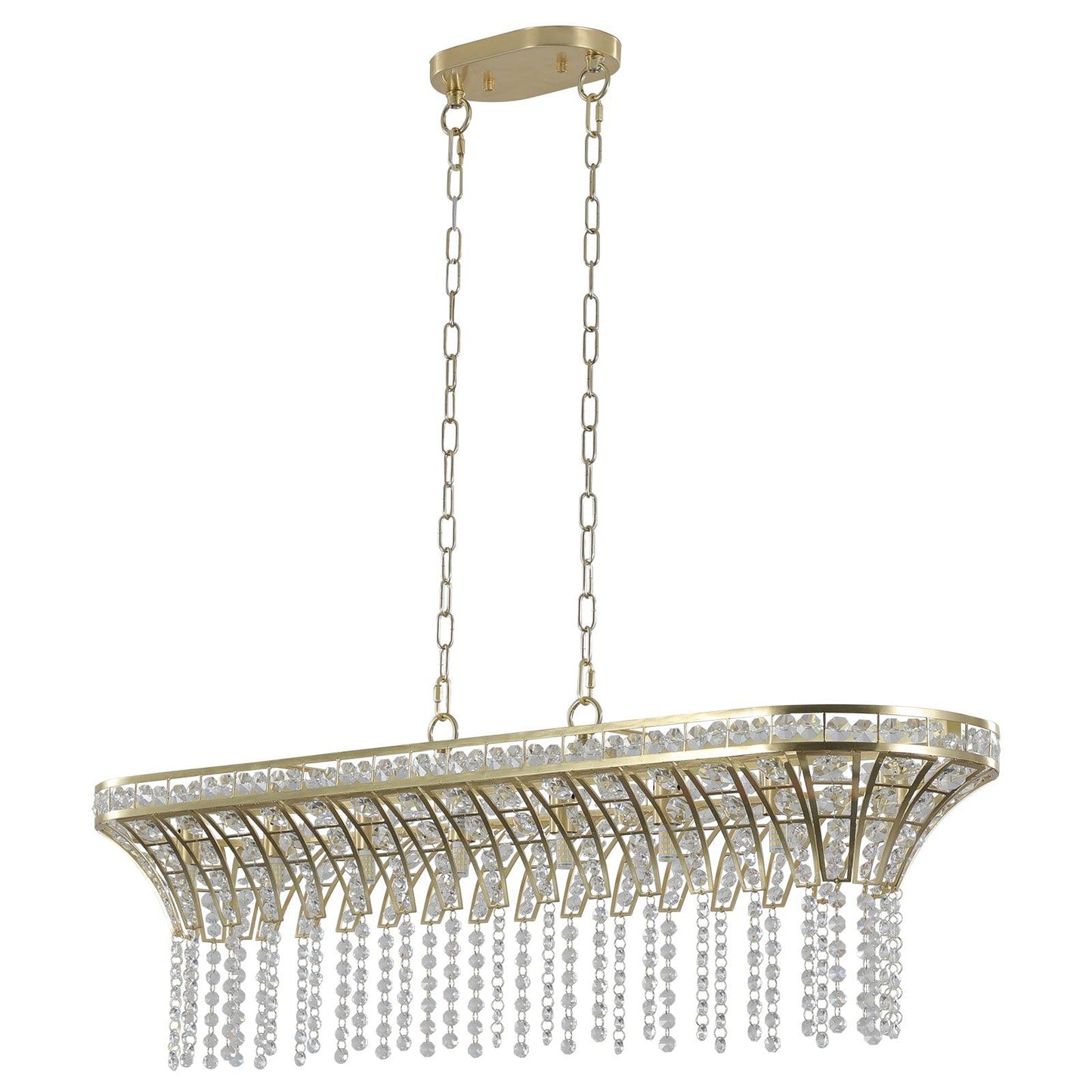 Modern Champagne Gold Kitchen Island Light - Oval Crystal ceiling chandelier - FurniFindUSA