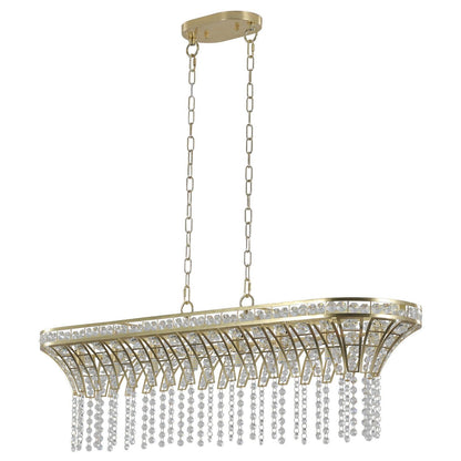 Modern Champagne Gold Kitchen Island Light - Oval Crystal ceiling chandelier - FurniFindUSA