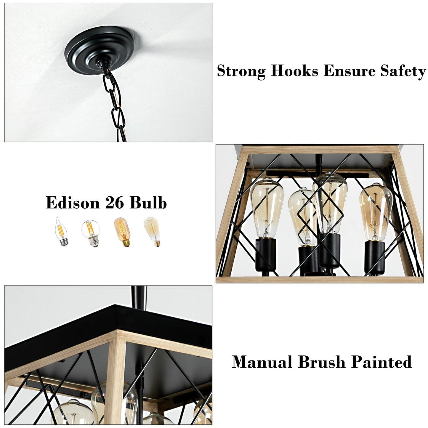 4-Light Farmhouse Chandeliers For Dining Room (No Bulbs) - FurniFindUSA