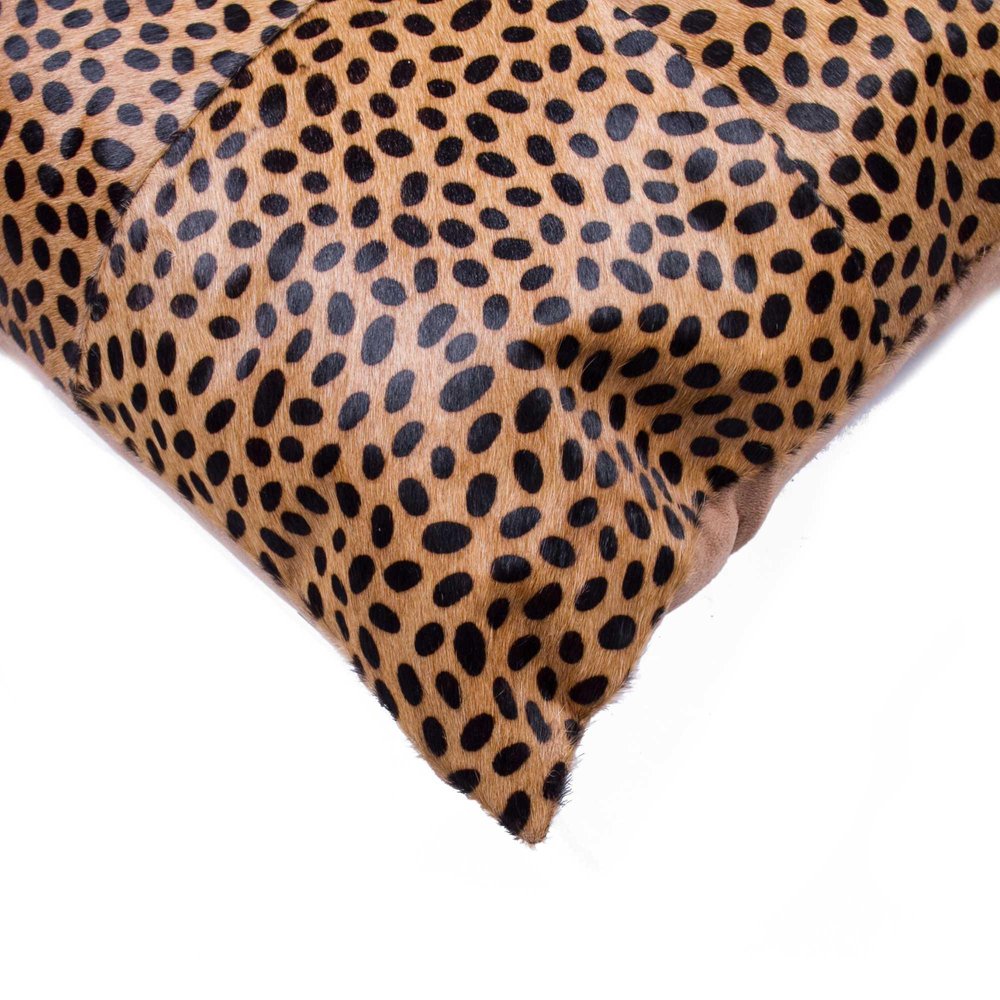 18" Orange and Black Cowhide Throw Pillow — view 1