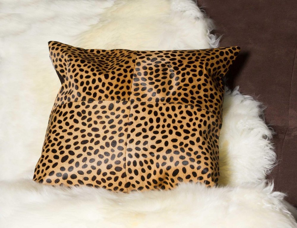 18" Orange and Black Cowhide Throw Pillow — view 2