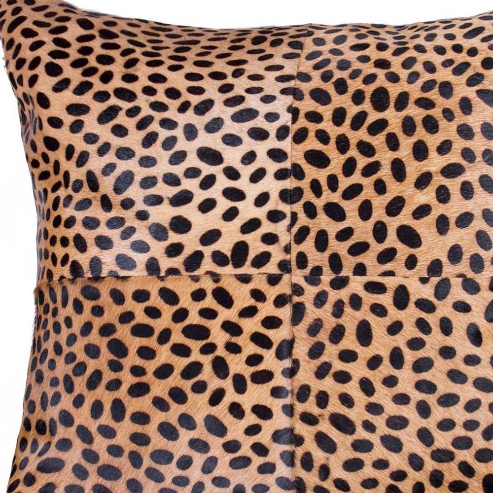 18" Orange and Black Cowhide Throw Pillow — view 4