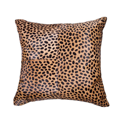 18" Orange and Black Cowhide Throw Pillow