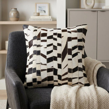 18" X 18" Zebra Cowhide Pillow HomeRoots
