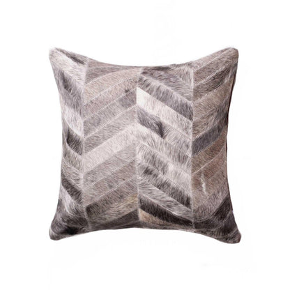 18" Gray Chevron Cowhide Throw Pillow HomeRoots