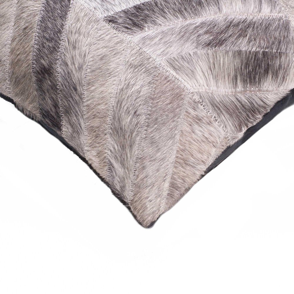 18" Gray Chevron Cowhide Throw Pillow HomeRoots
