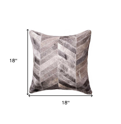 18" Gray Chevron Cowhide Throw Pillow HomeRoots