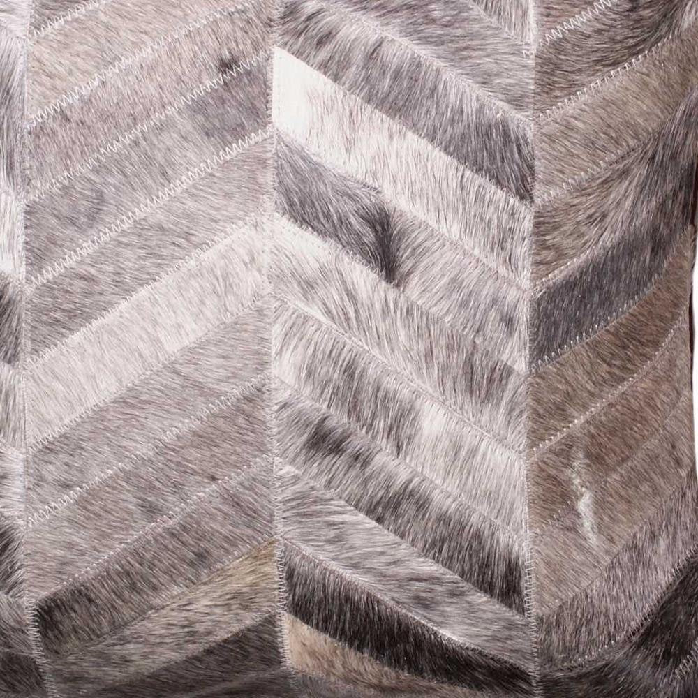 18" Gray Chevron Cowhide Throw Pillow HomeRoots