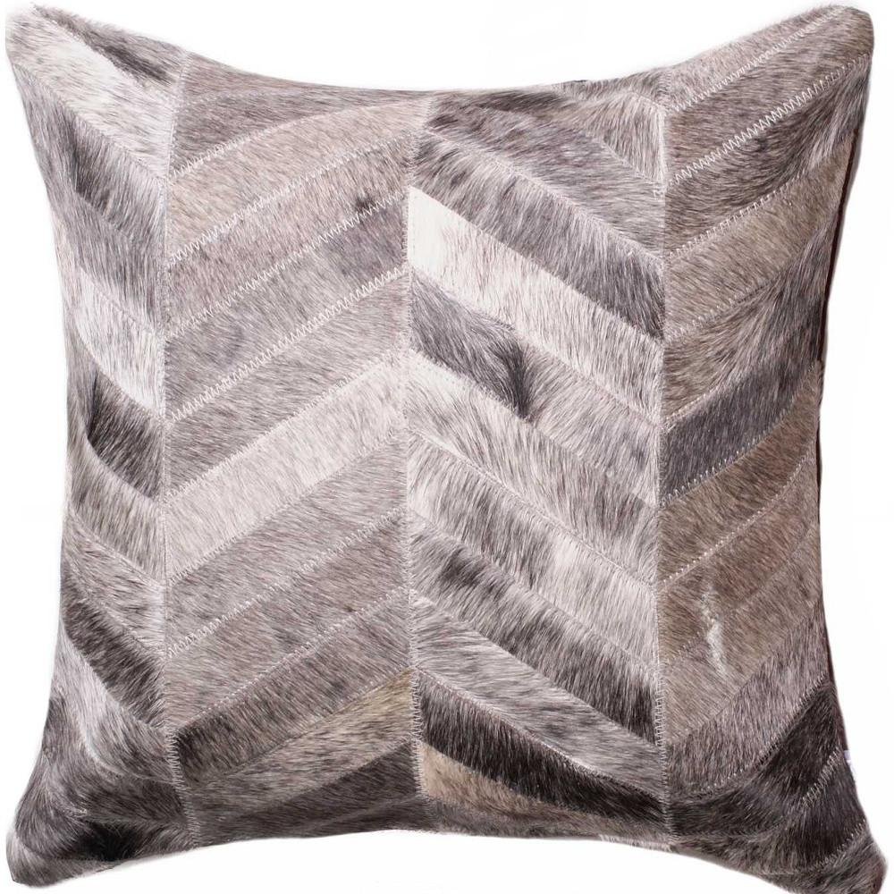 18" Gray Chevron Cowhide Throw Pillow — view 5