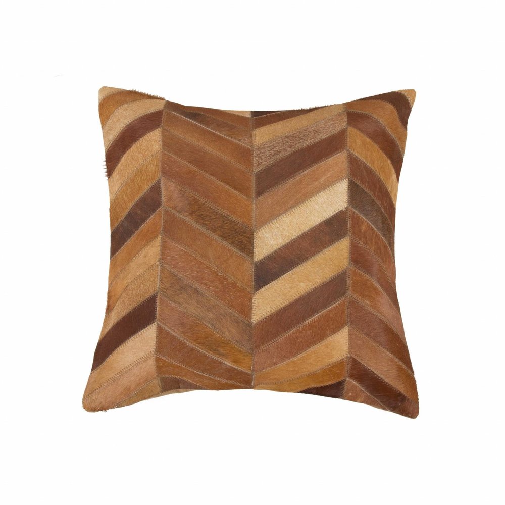 18" Tan Cowhide Throw Pillow HomeRoots