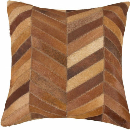 18" Tan Cowhide Throw Pillow HomeRoots
