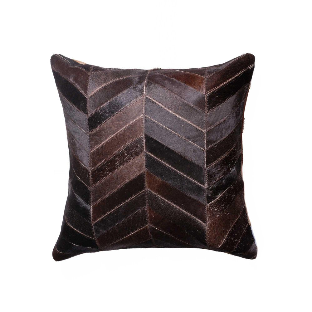 18" Chocolate Chevron Cowhide Throw Pillow — view 1