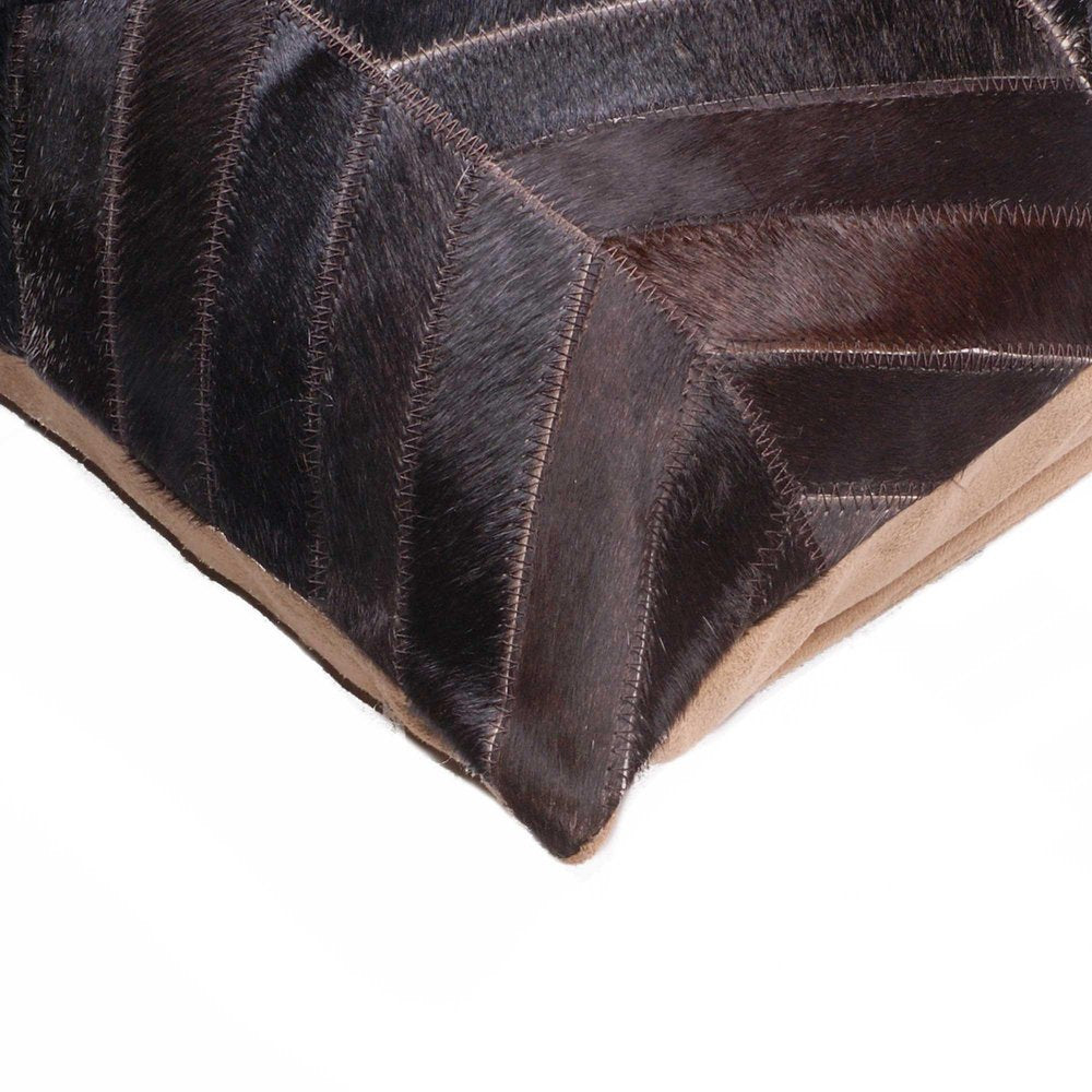 18" Chocolate Chevron Cowhide Throw Pillow