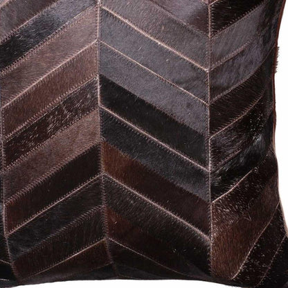 18" Chocolate Chevron Cowhide Throw Pillow