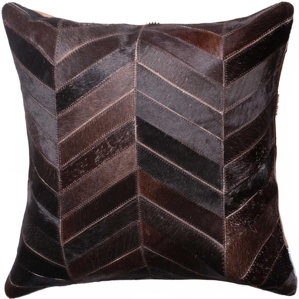 18" Chocolate Chevron Cowhide Throw Pillow — view 4