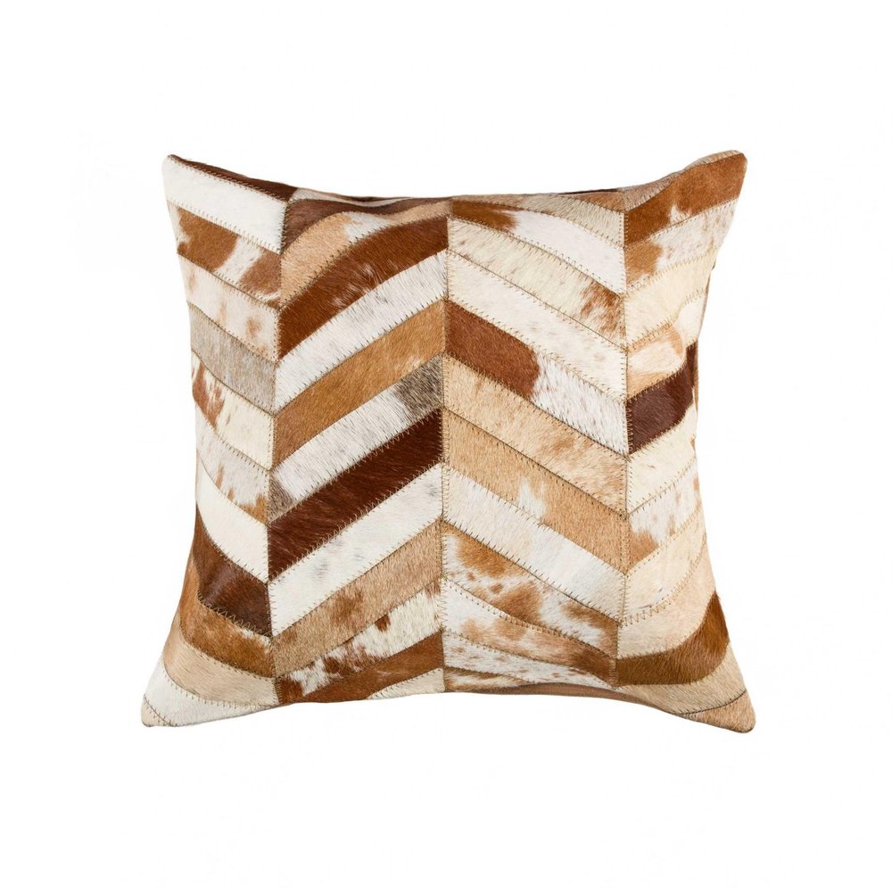 18" Brown And White Cowhide Throw Pillow HomeRoots