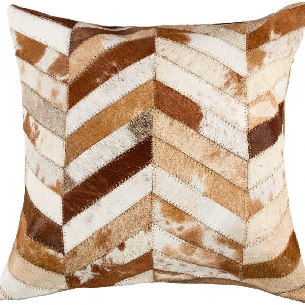 18" Brown And White Cowhide Throw Pillow — view 4