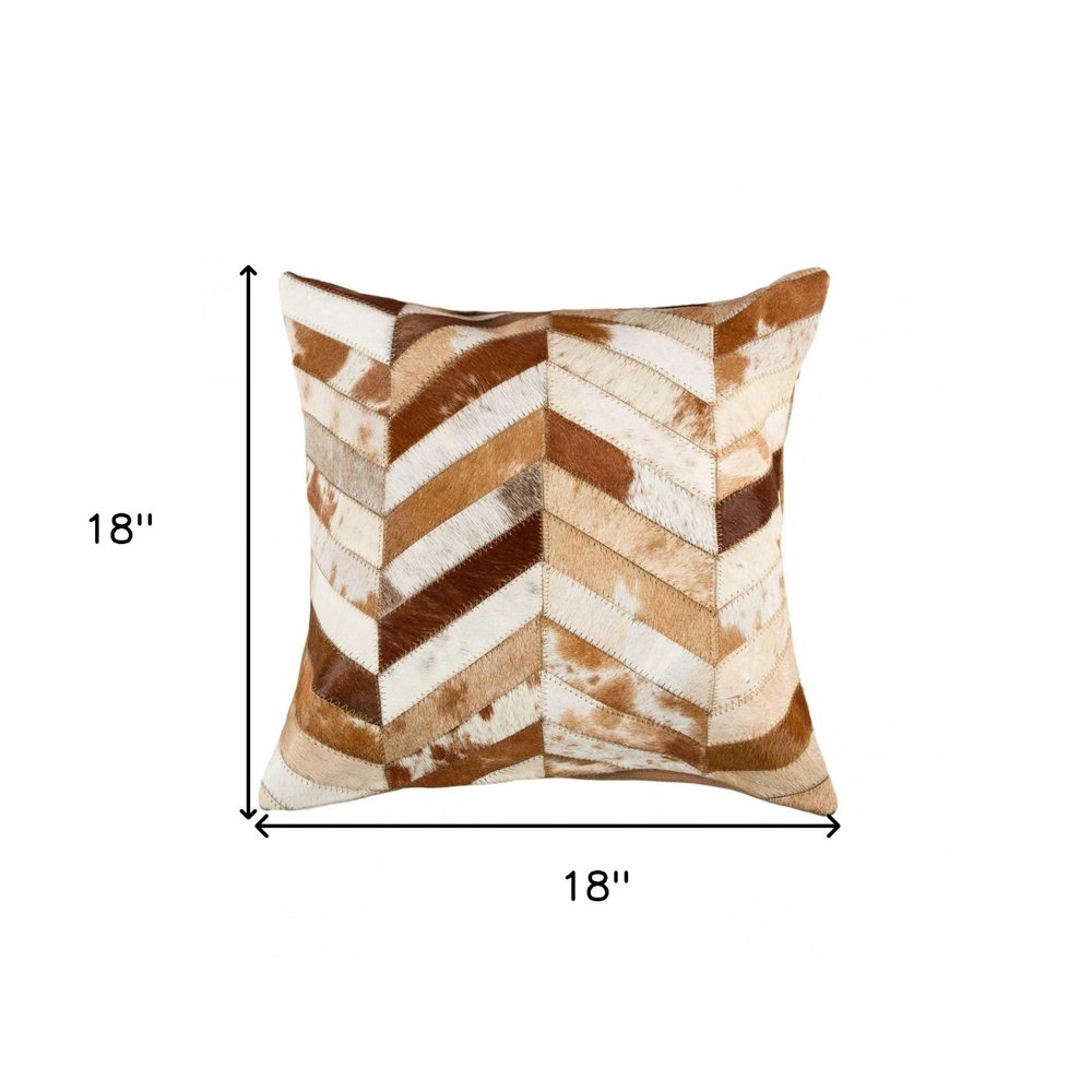 18" Brown And White Cowhide Throw Pillow HomeRoots