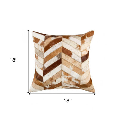 18" Brown And White Cowhide Throw Pillow HomeRoots