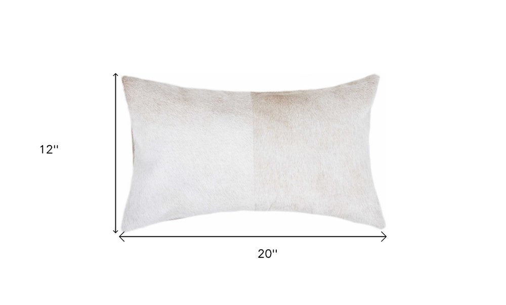12" X 20" Natural Cowhide Lumbar Throw Pillow HomeRoots