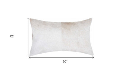 12" X 20" Natural Cowhide Lumbar Throw Pillow HomeRoots