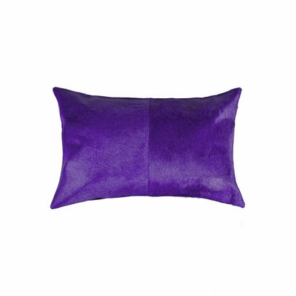 Hand Stitched Purple Natural Cowhide Decorative Lumbar Pillow HomeRoots