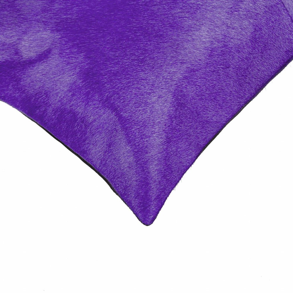Hand Stitched Purple Natural Cowhide Decorative Lumbar Pillow HomeRoots