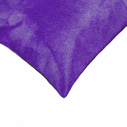 Hand Stitched Purple Natural Cowhide Decorative Lumbar Pillow HomeRoots