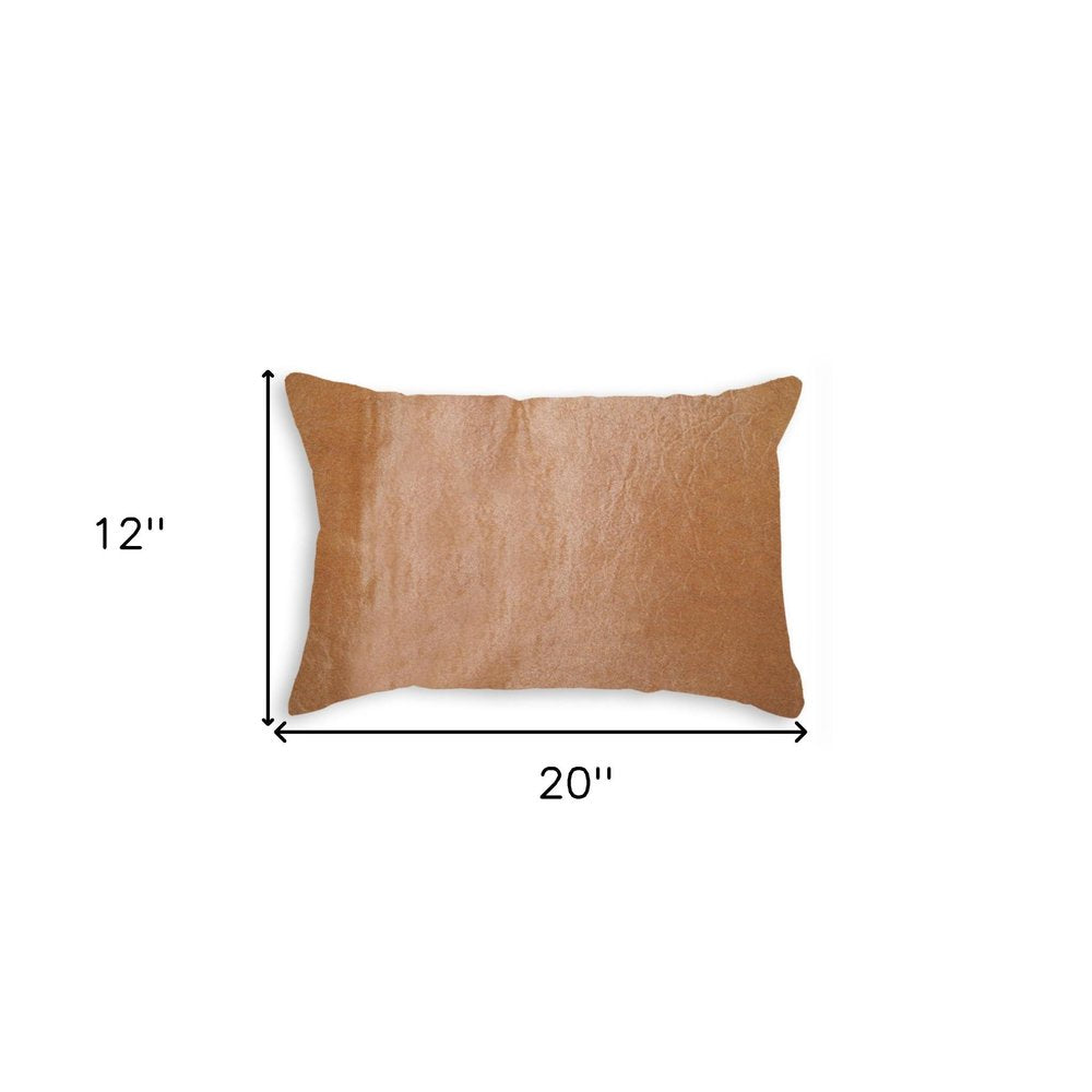 12" X 20" Tan Cowhide Throw Pillow — view 3