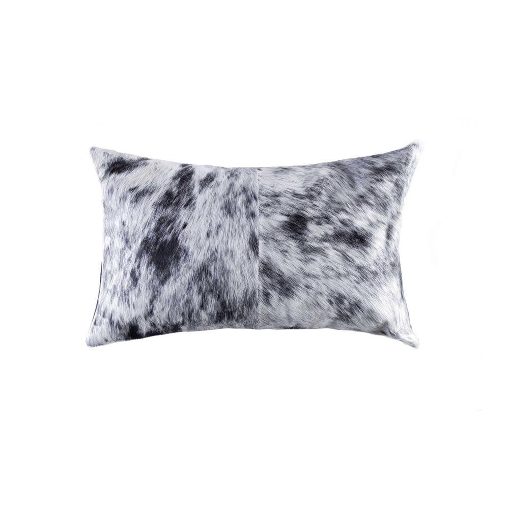 18" X 18" X 5" Salt And Pepper Black And White Cowhide  Pillow — view 1