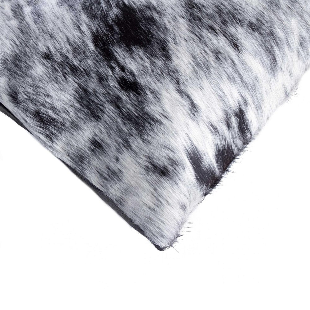 18" X 18" X 5" Salt And Pepper Black And White Cowhide  Pillow — view 2
