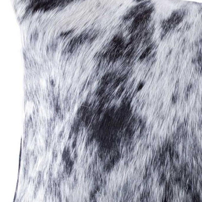 18" X 18" X 5" Salt And Pepper Black And White Cowhide  Pillow HomeRoots