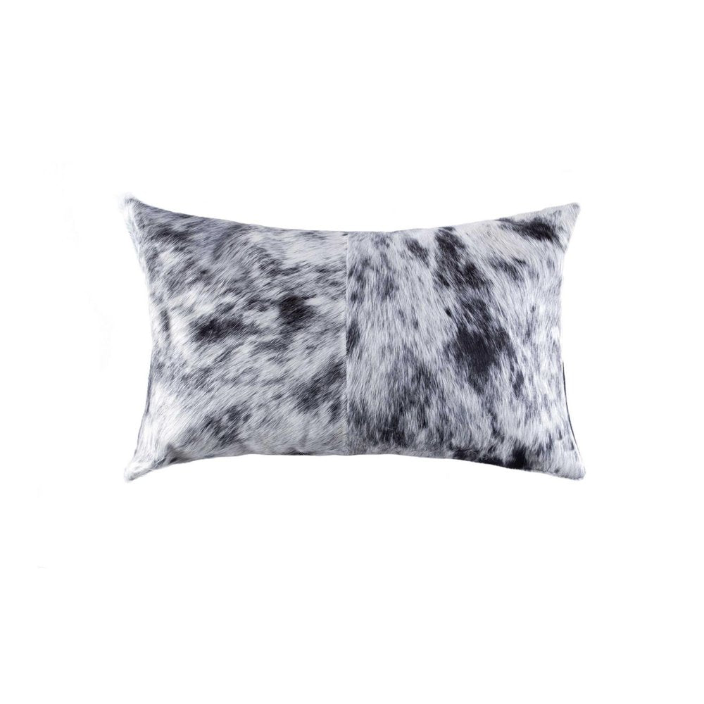 18" X 18" X 5" Salt And Pepper Black And White Cowhide  Pillow HomeRoots