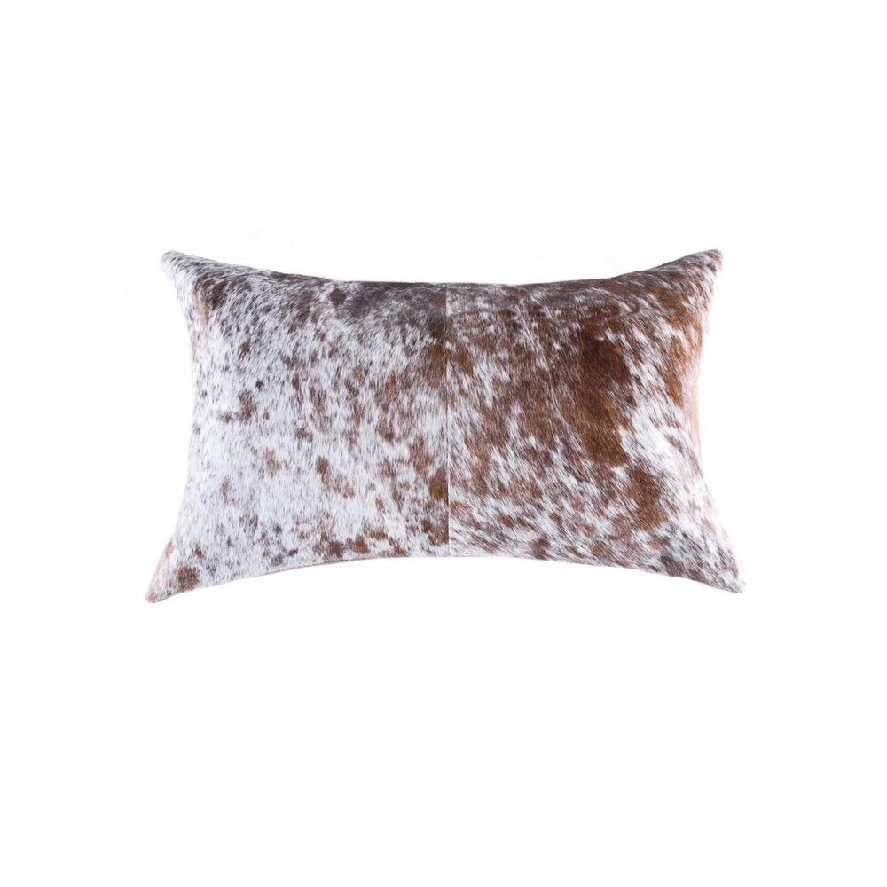 18" X 18" X 5" Salt And Pepper Brown And White Cowhide  Pillow — view 1
