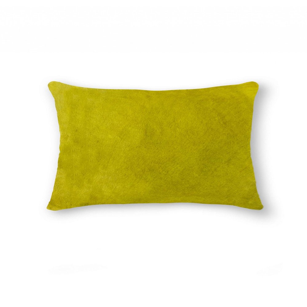 12" X 20" Yellow Cowhide Throw Pillow HomeRoots