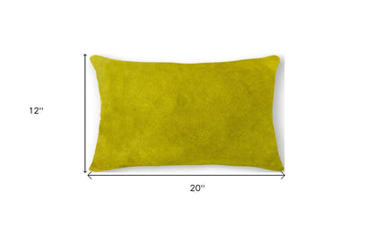 12" X 20" Yellow Cowhide Throw Pillow HomeRoots