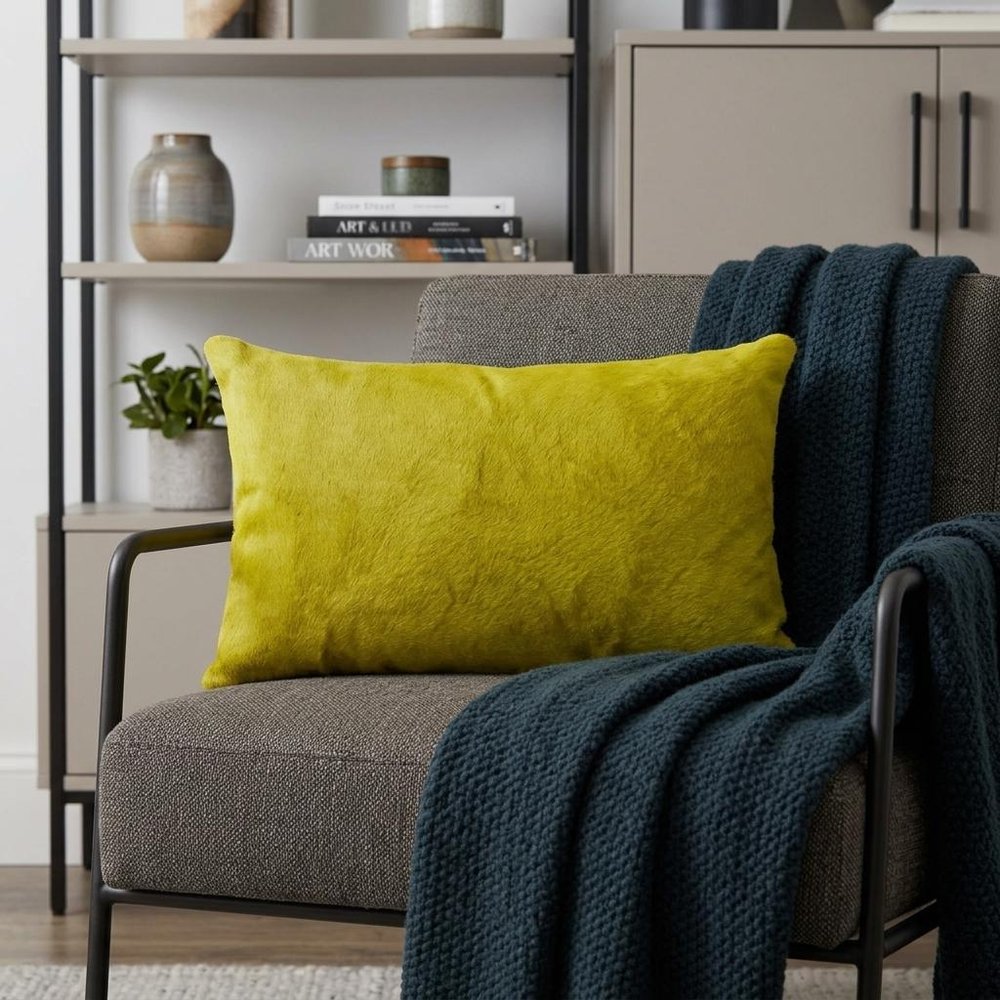 12" X 20" Yellow Cowhide Throw Pillow — view 6