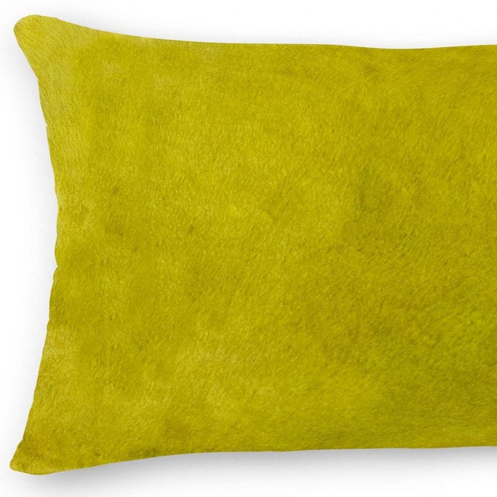 12" X 20" Yellow Cowhide Throw Pillow — view 4