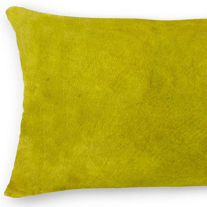 12" X 20" Yellow Cowhide Throw Pillow HomeRoots