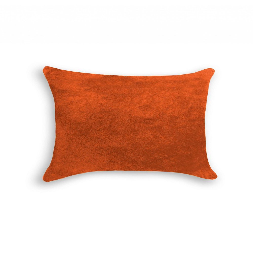 12" X 20" Orange Genuine Cowhide Lumbar Throw Pillow — view 1