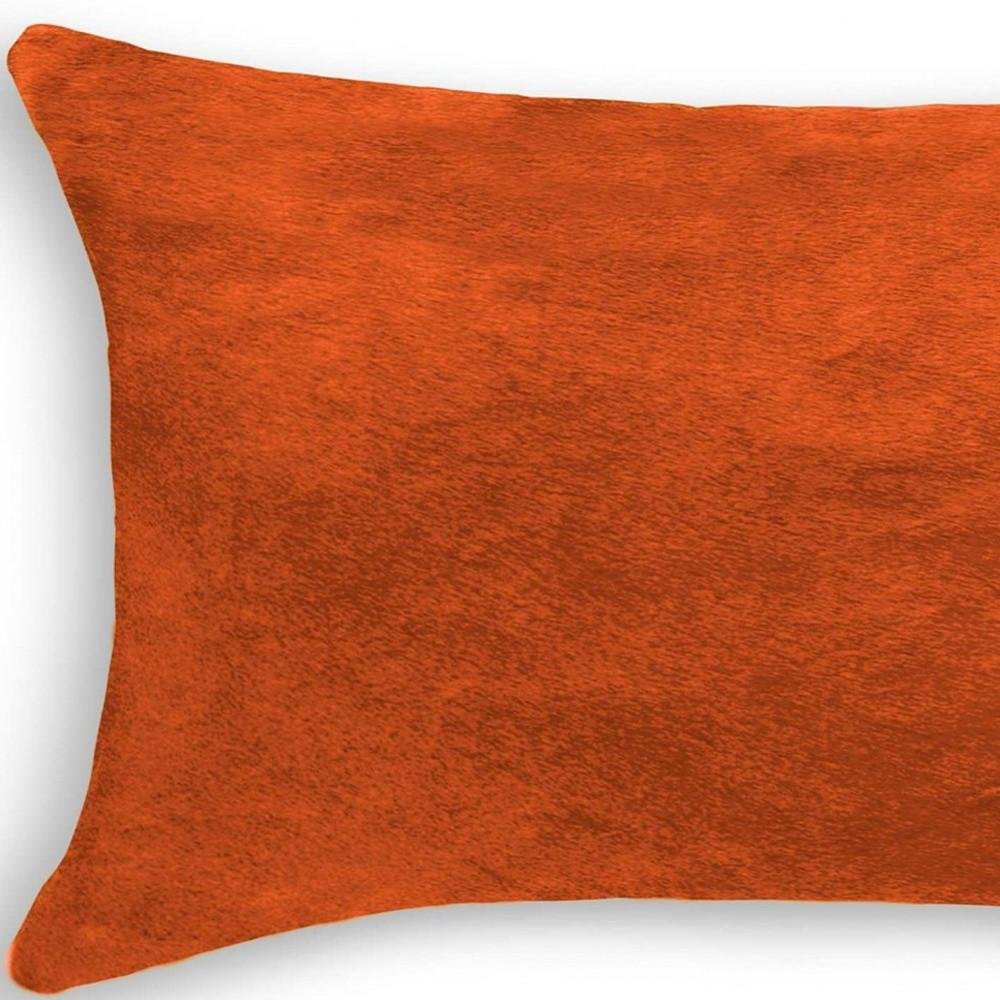 12" X 20" Orange Genuine Cowhide Lumbar Throw Pillow — view 3