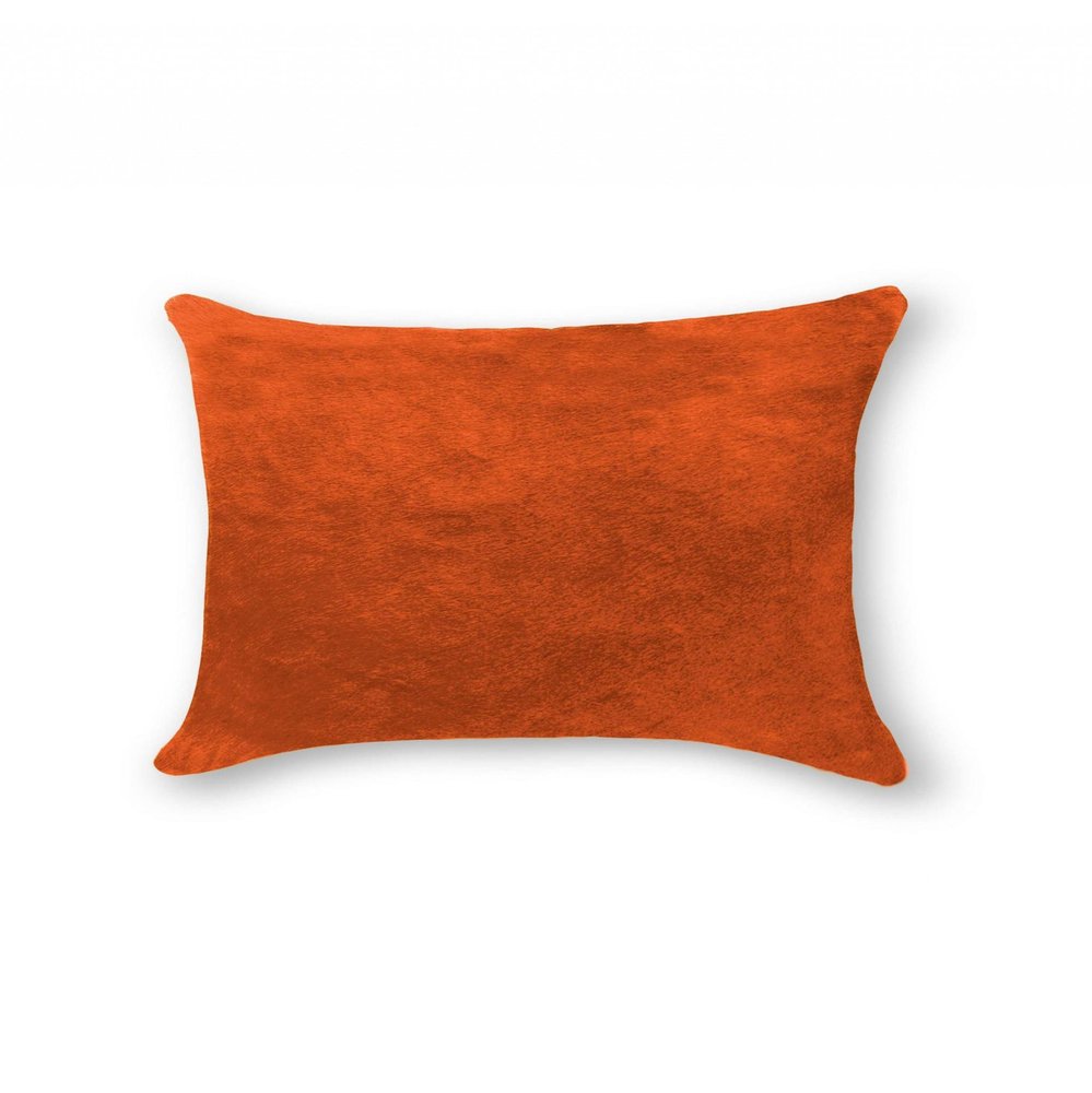 12" X 20" Orange Genuine Cowhide Lumbar Throw Pillow — view 4