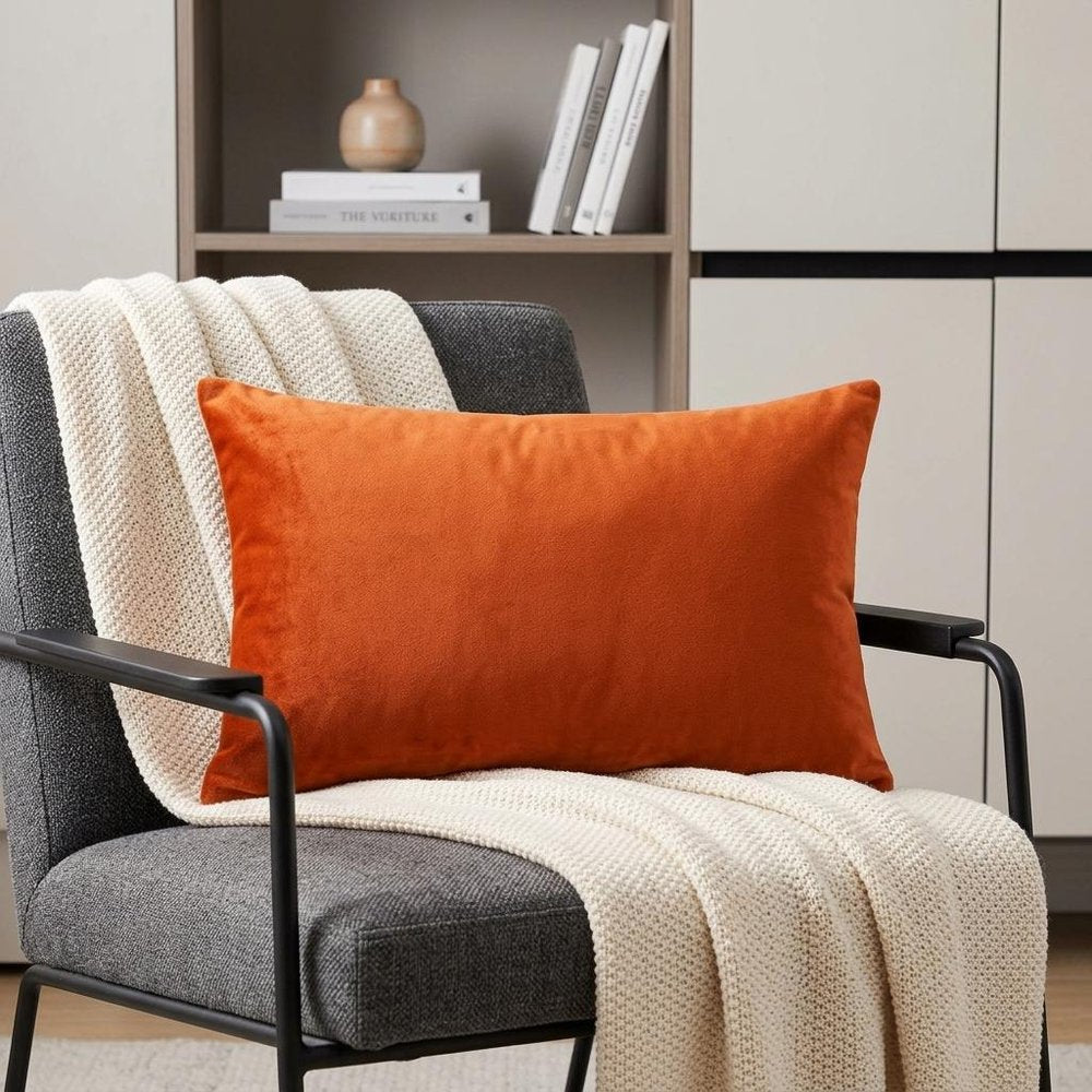 12" X 20" Orange Genuine Cowhide Lumbar Throw Pillow — view 6