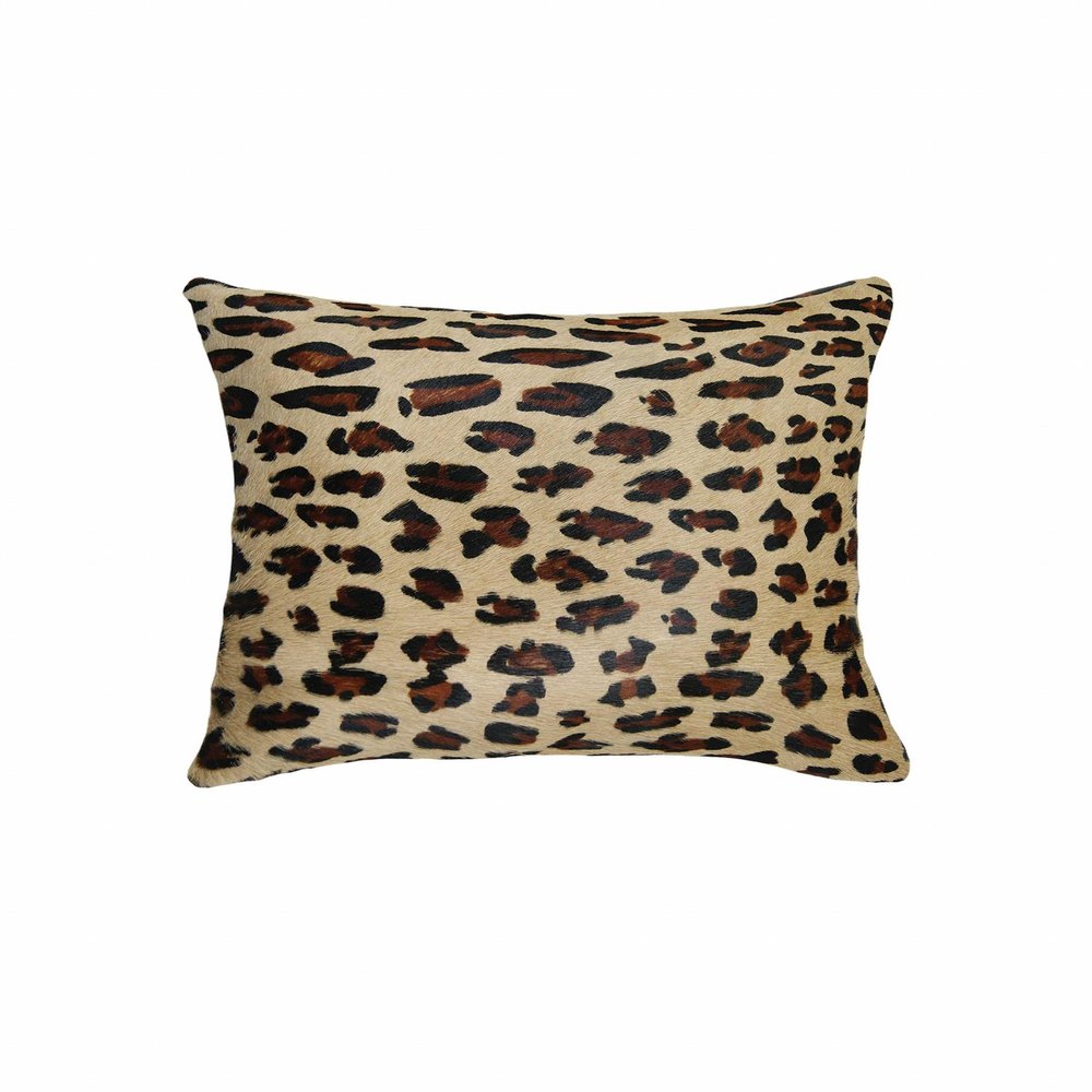 12" X 20" Black And Orange Cowhide Throw Pillow — view 1