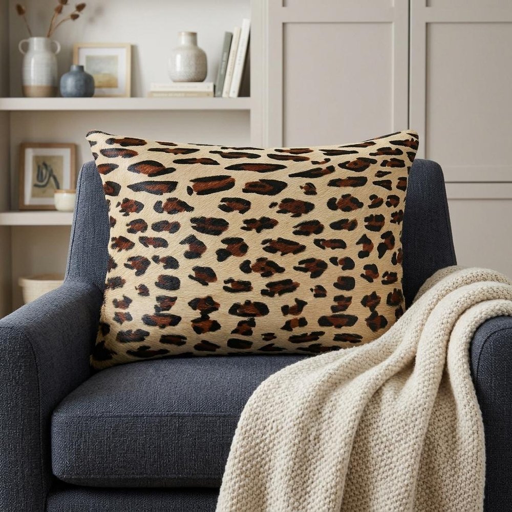 12" X 20" Black And Orange Cowhide Throw Pillow — view 6