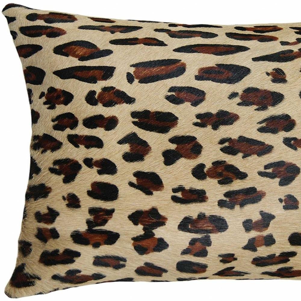 12" X 20" Black And Orange Cowhide Throw Pillow — view 4