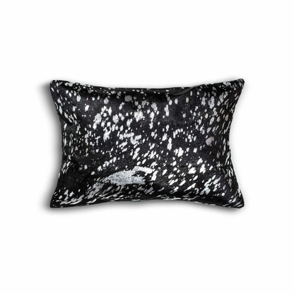 12" X 20" Black and Silver Cowhide Throw Pillow 5.0" (L) x 20.0" (W) x 12.0" (H)